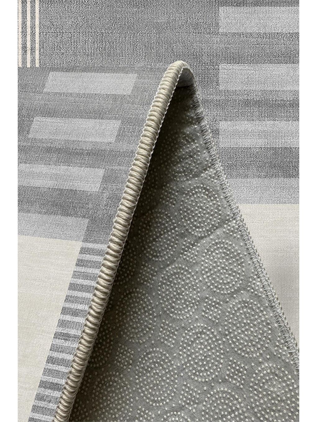 Gri Özel Tasarım, Kaymaz Taban, İnce, Yıkanabilir, Modern Halı WOOKECE1478 180x280-5