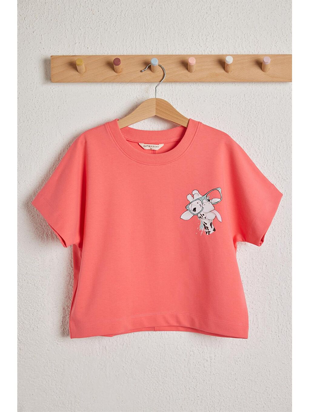 Katia And Bony Pembe Fun Giraffe Kız Çocuk T-shirt Pembe