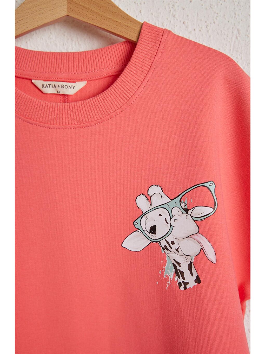 Katia And Bony Pembe Fun Giraffe Kız Çocuk T-shirt Pembe - 1