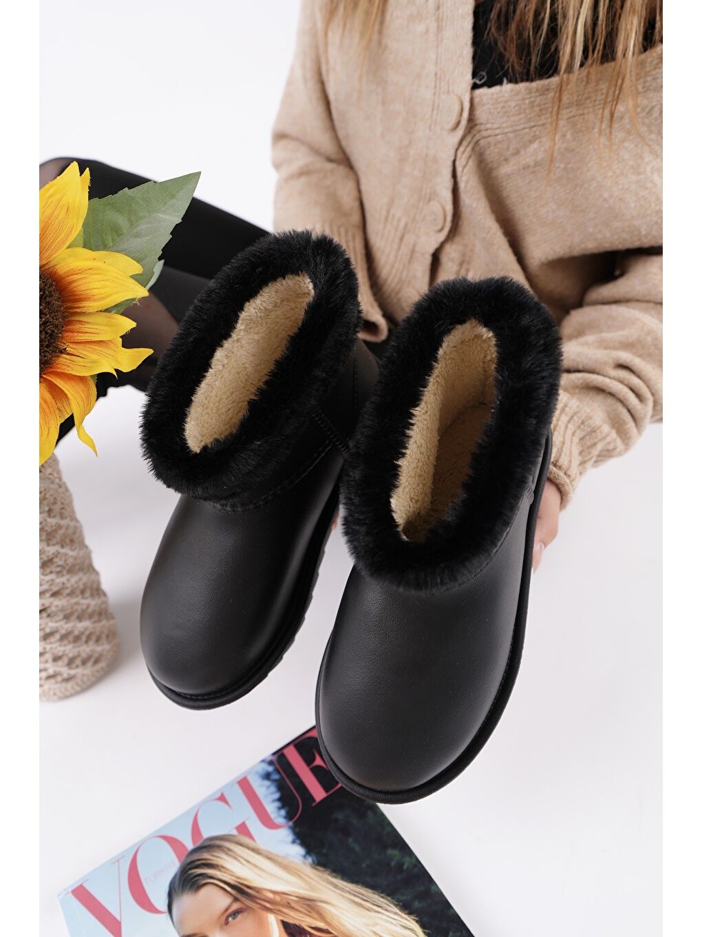 Siyah FROSTY Kadın Kürklü Yağmur Ve Kar Botu-4