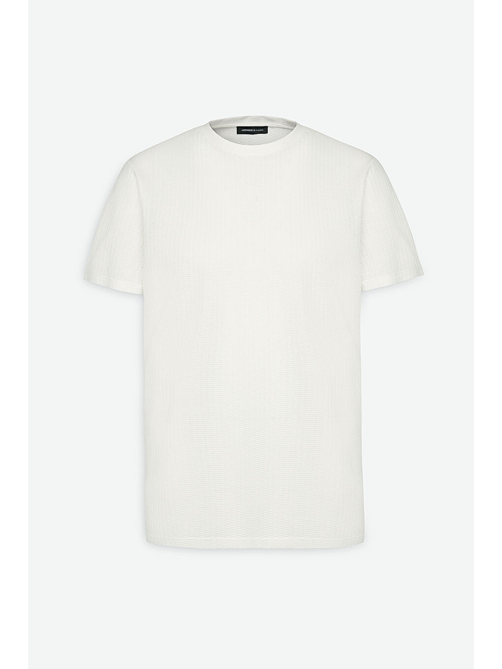 Erkek Beyaz Slim Fit Dar Kesim %100 Pamuk Armürlü Bisiklet Yaka Tişört-5