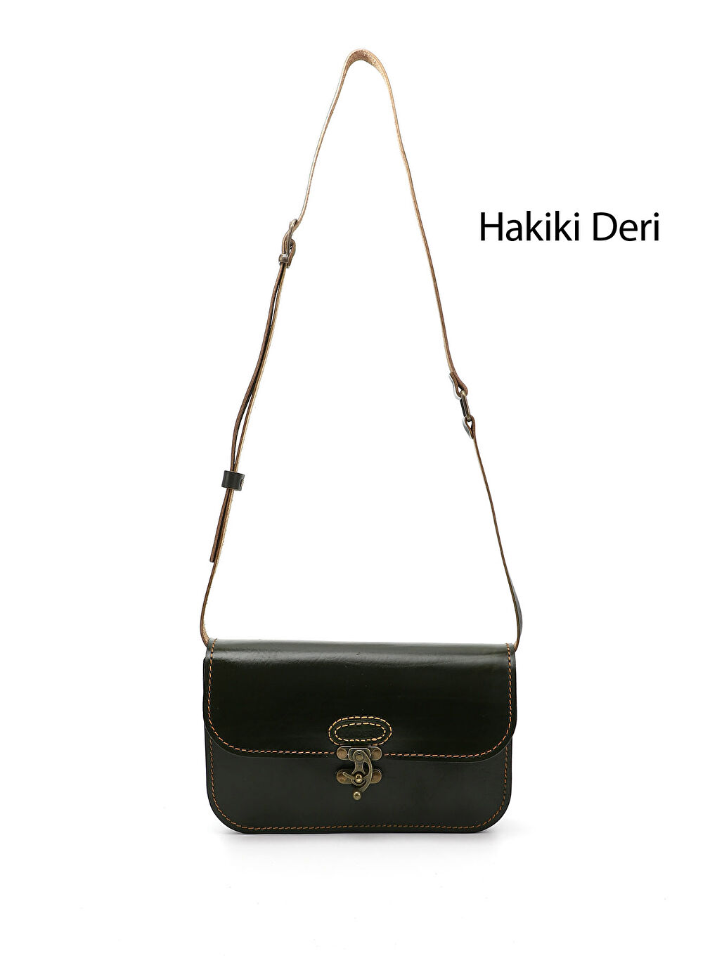 Kadın KOYU HAKİ Vaketa Hakiki Deri Omuz ve Postacı Çantası