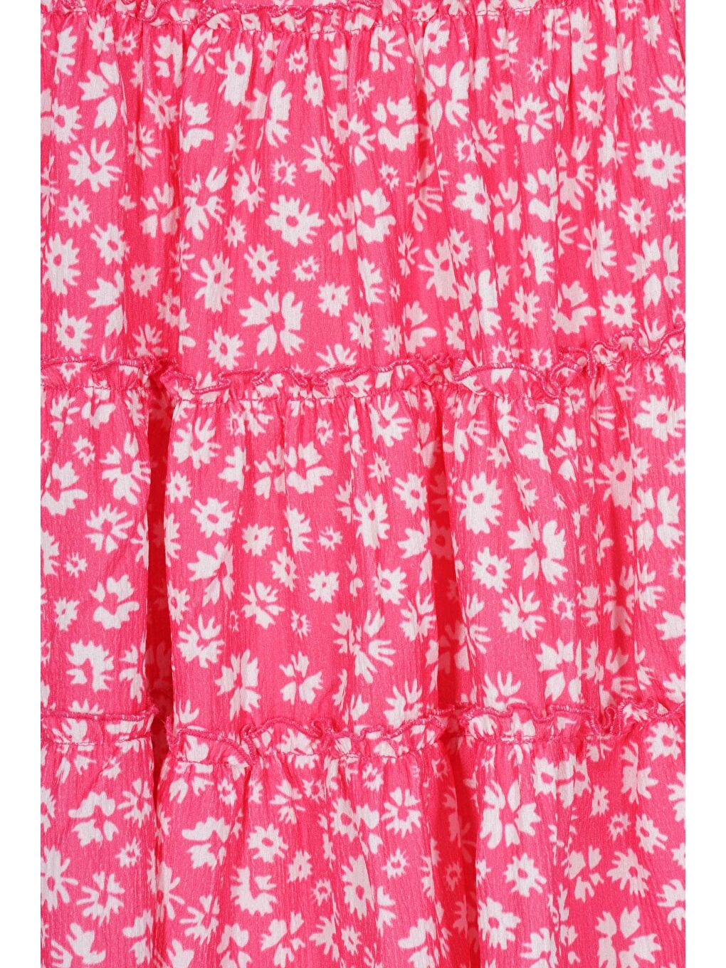 Bisiklet Yaka Çiçek Desenli Şapka Aksesuarlı Fuşya Renk Kız Çocuk Elbise-3