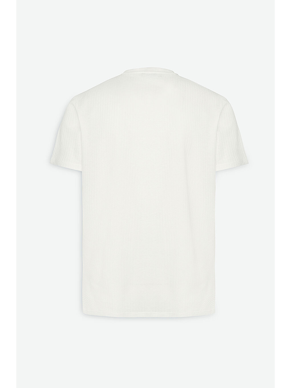 Erkek Beyaz Slim Fit Dar Kesim %100 Pamuk Armürlü Bisiklet Yaka Tişört-8