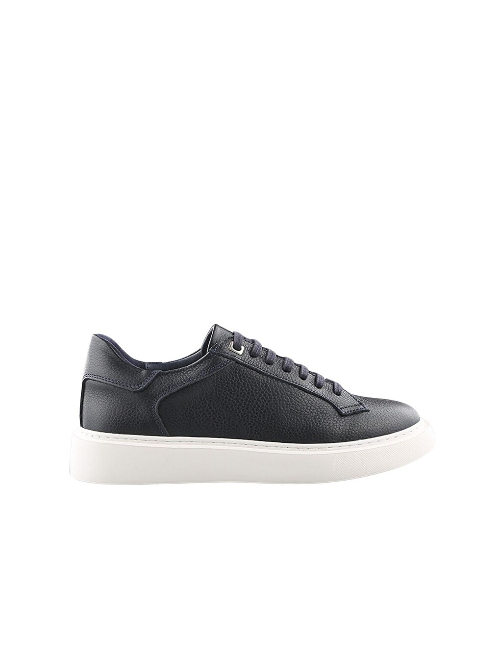 Lacivert %100 Deri Bağcıklı Günlük Sneaker Ayakkabı