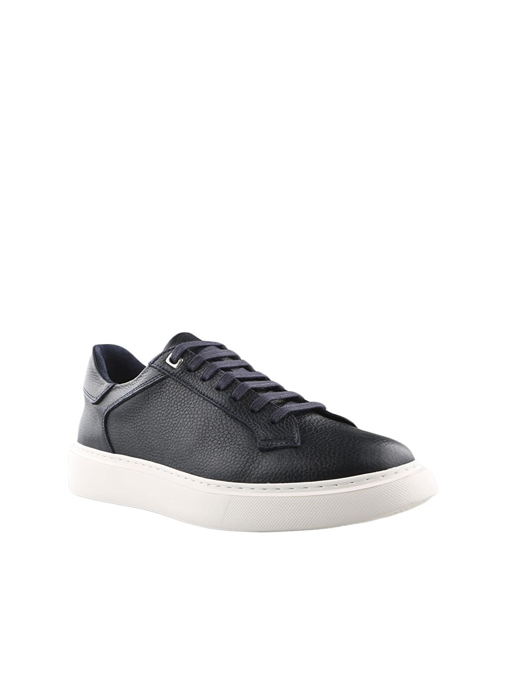 Lacivert %100 Deri Bağcıklı Günlük Sneaker Ayakkabı-2