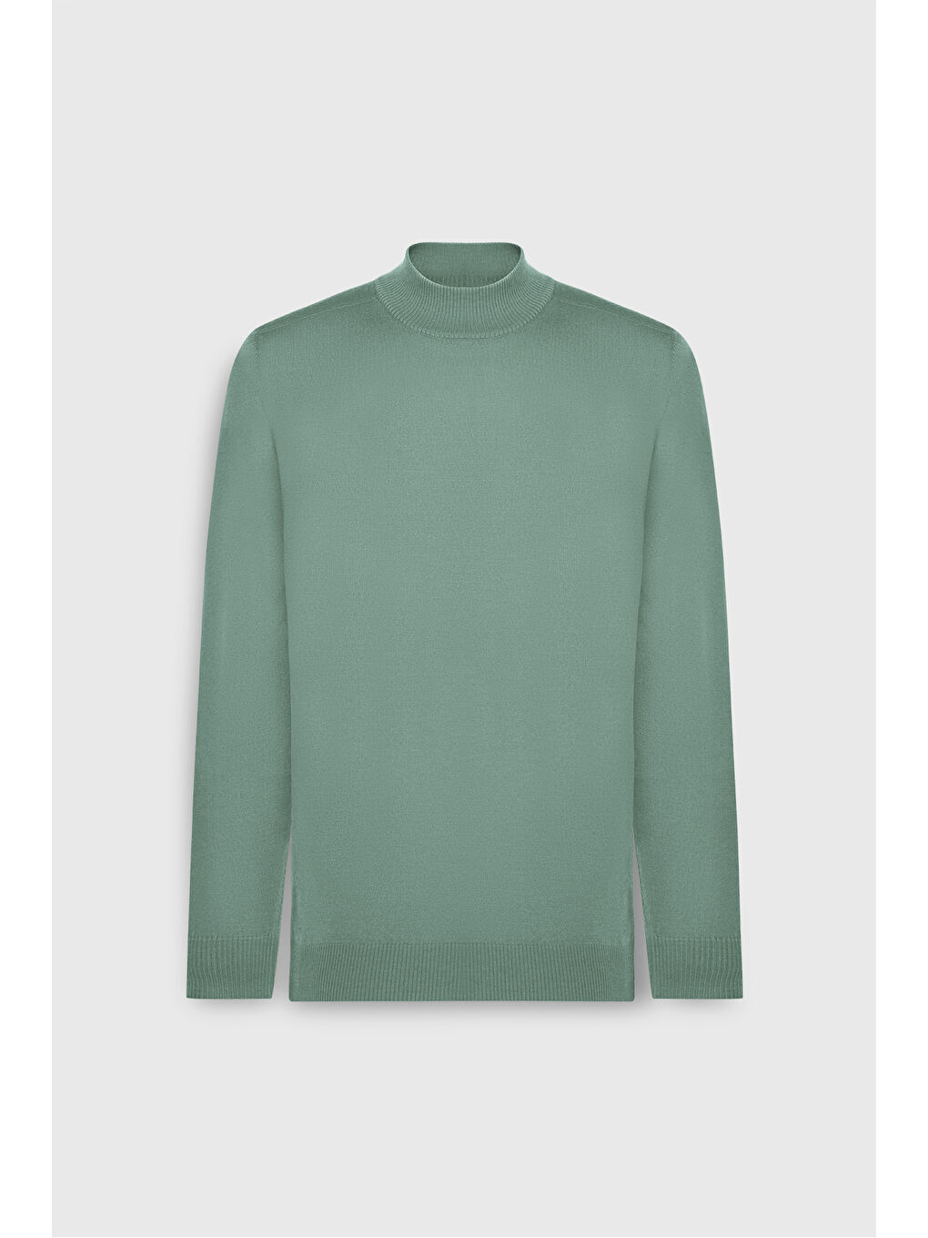 Erkek Su Yeşili Pamuklu Standart Fit Normal Kesim Yarım Balıkçı Yaka Triko Kazak-4