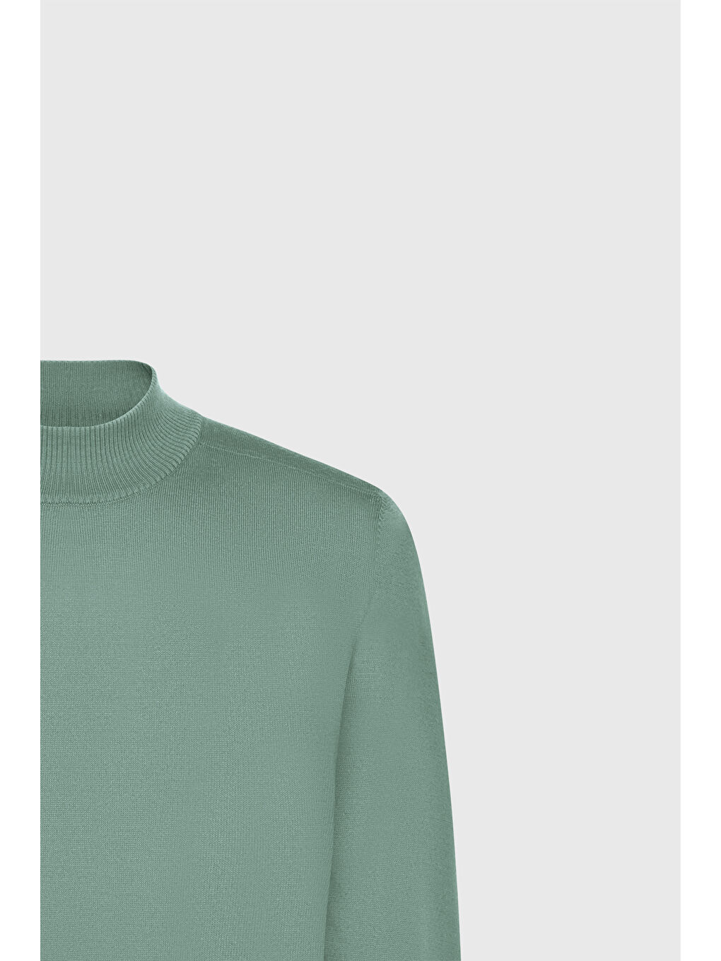 Erkek Su Yeşili Pamuklu Standart Fit Normal Kesim Yarım Balıkçı Yaka Triko Kazak-5