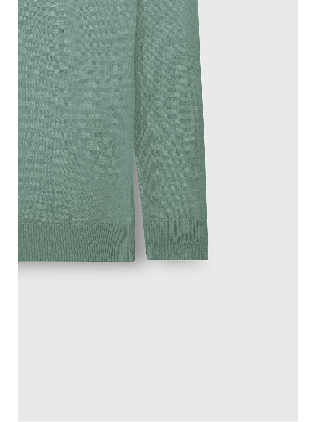 Erkek Su Yeşili Pamuklu Standart Fit Normal Kesim Yarım Balıkçı Yaka Triko Kazak-6