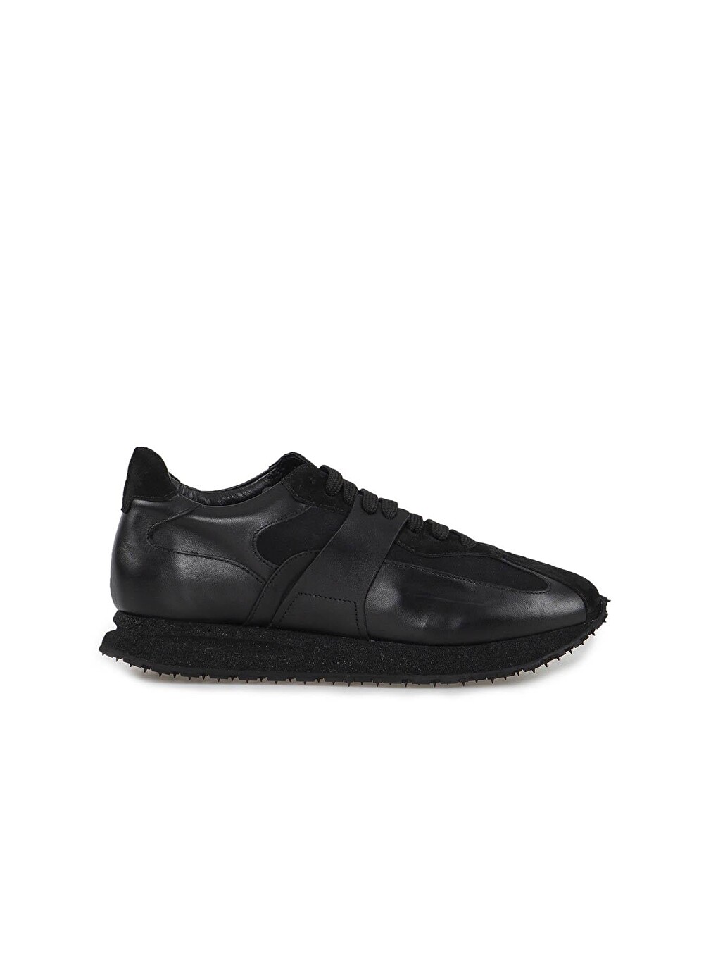 Siyah %100 Deri Eva Taban Sneaker Ayakkabı
