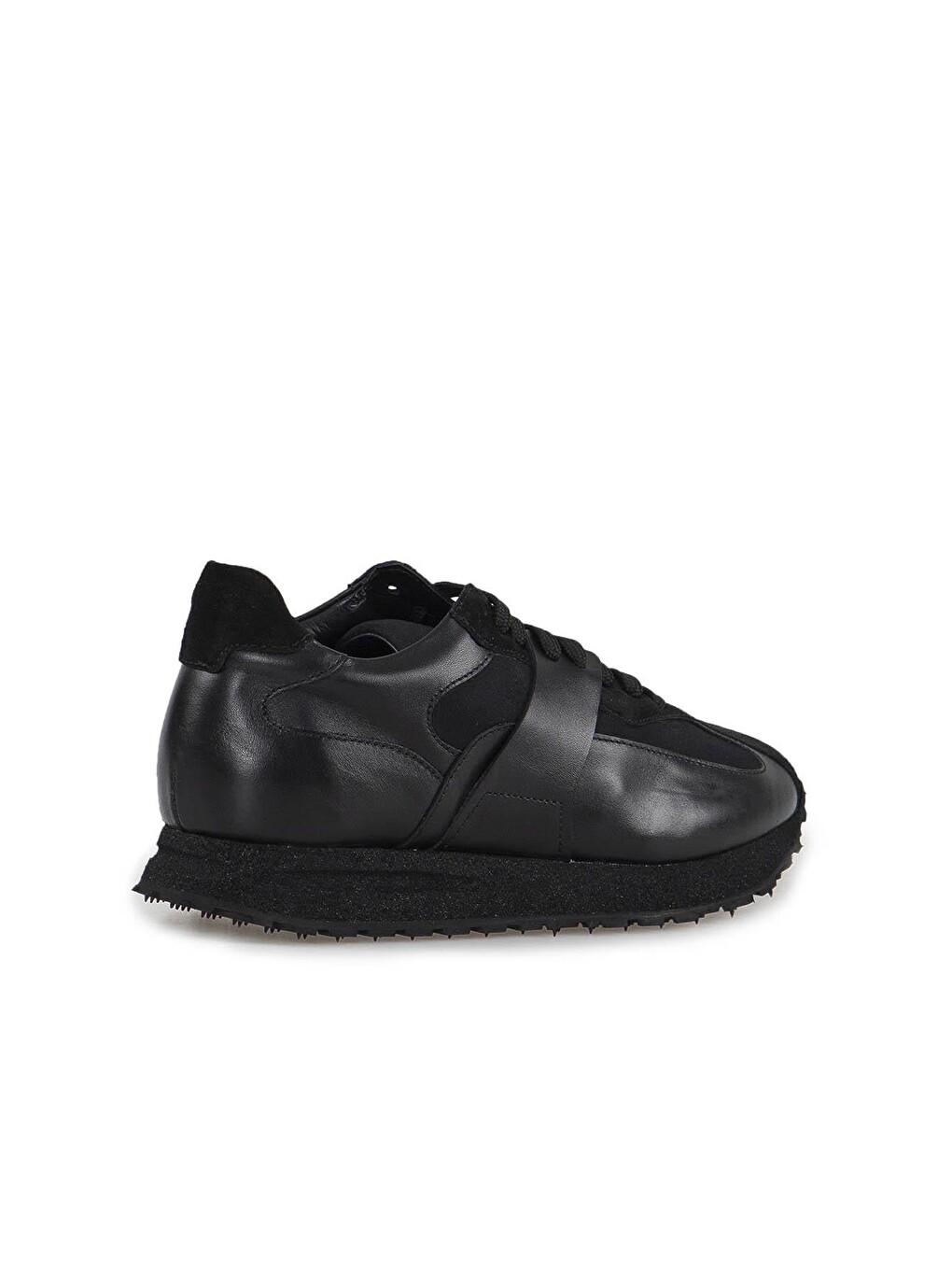 Siyah %100 Deri Eva Taban Sneaker Ayakkabı-1