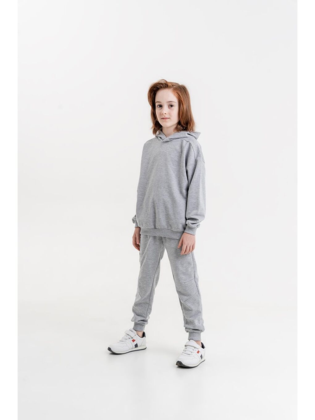 Mışıl Kids Gri Basic Kapüşonlu Sweatshirt Eşofman Takımı