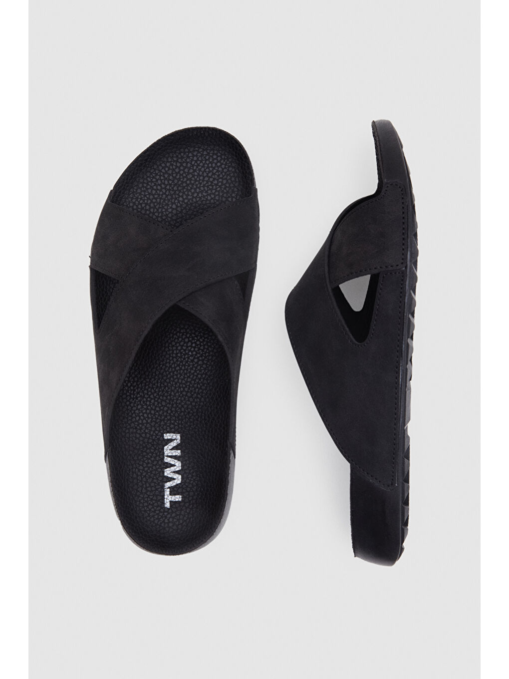 Twn Siyah Çapraz Bant Terlik-2