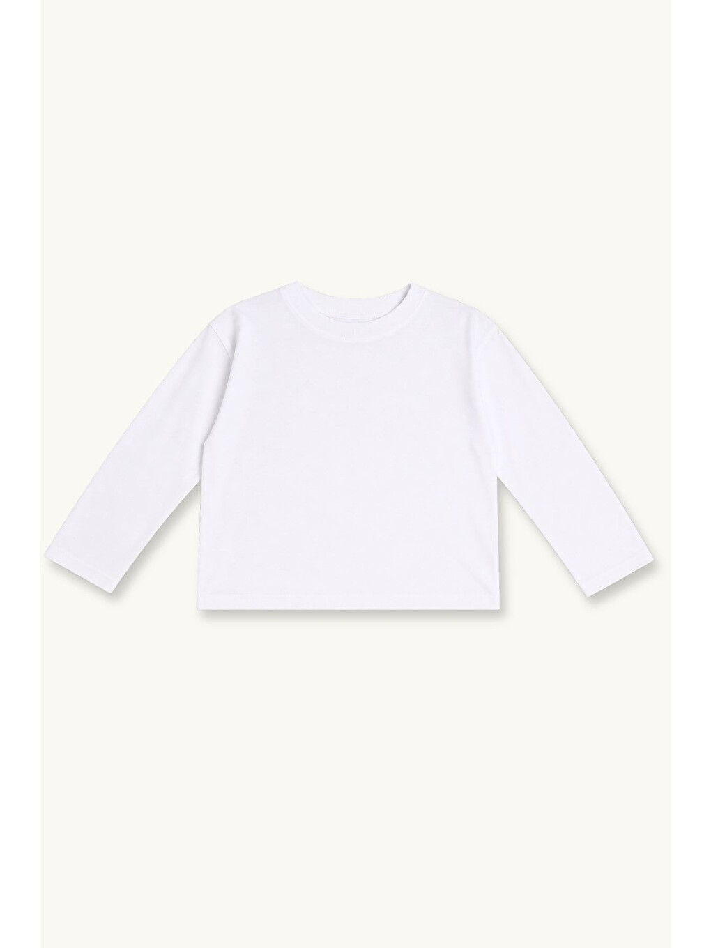 Unisex Çocuk Uzun Kollu Basic T-Shirt - Beyaz