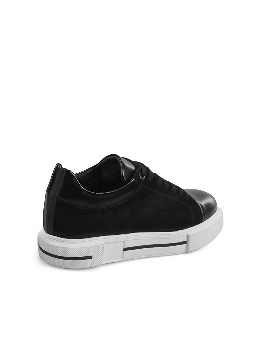 Siyah %100 Deri Havuzlu Taban Sneaker Ayakkabı-2