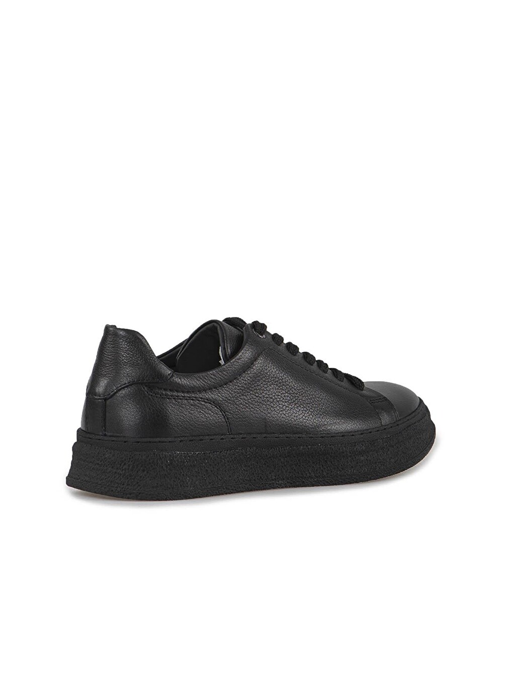 Siyah %100 Deri Dikişli Taban Sneaker Ayakkabı-1