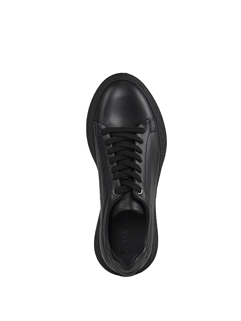 Siyah %100 Deri Dikişli Taban Sneaker Ayakkabı-4