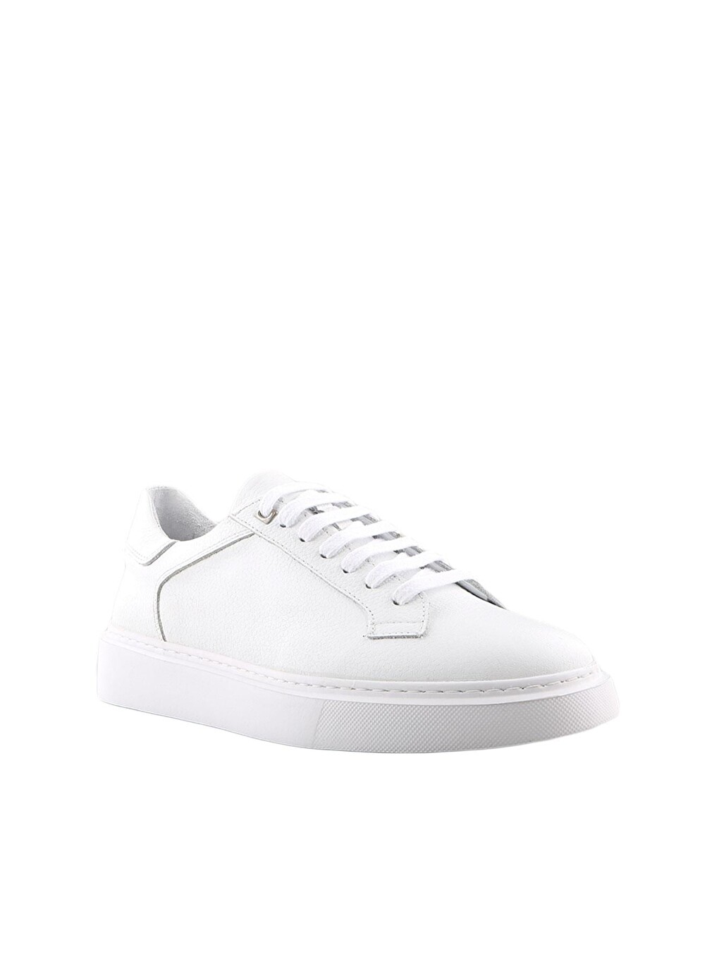 Beyaz %100 Deri Bağcıklı Günlük Sneaker Ayakkabı-2