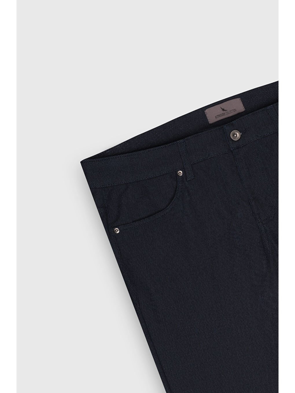 Erkek İndigo Pamuklu Slim Fit Dar Kesim 5 Cep Armürlü Denim Pantolon-8