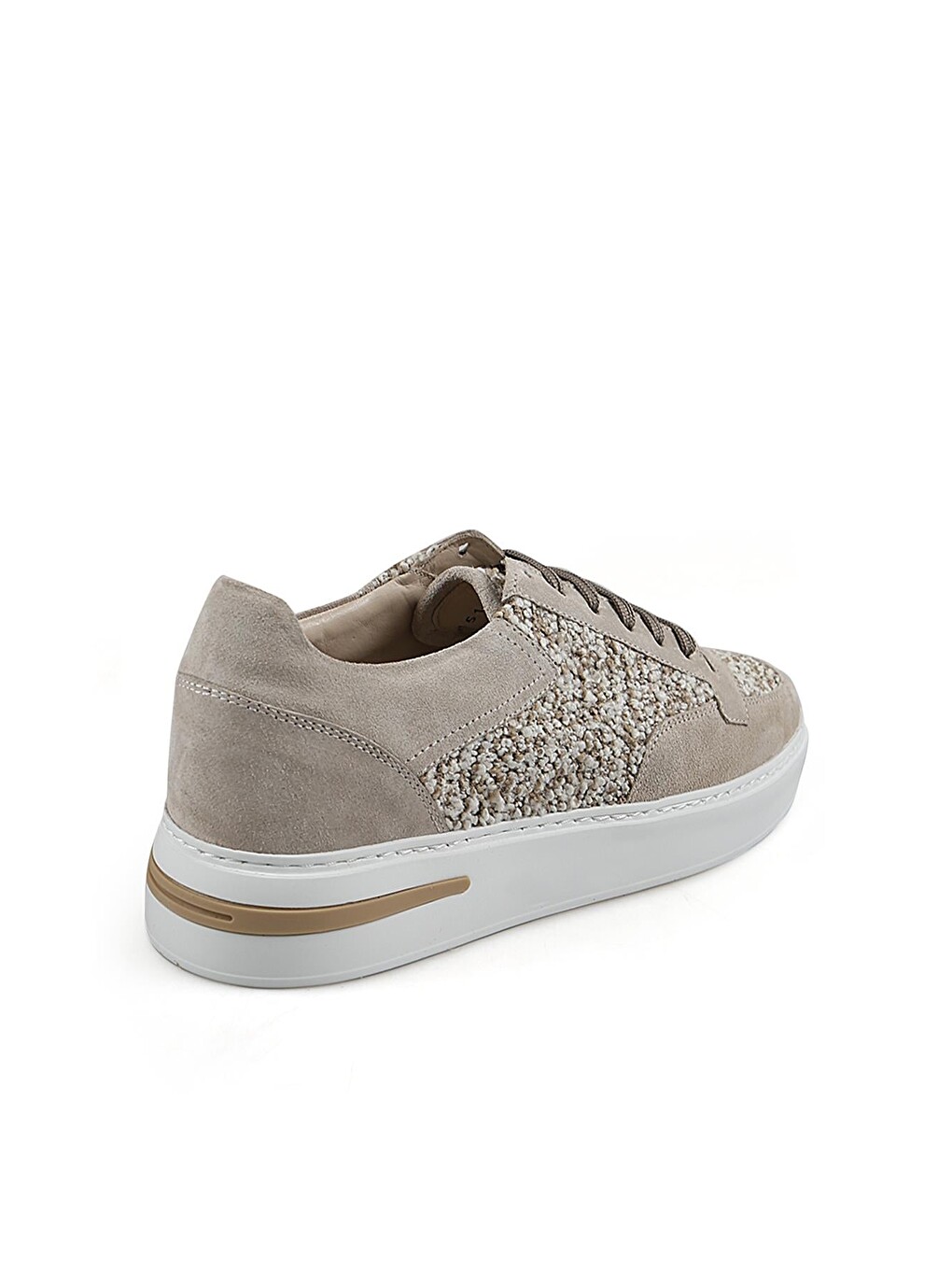 Bej %100 Deri Spor Dikişli Taban Sneaker Ayakkabı-2