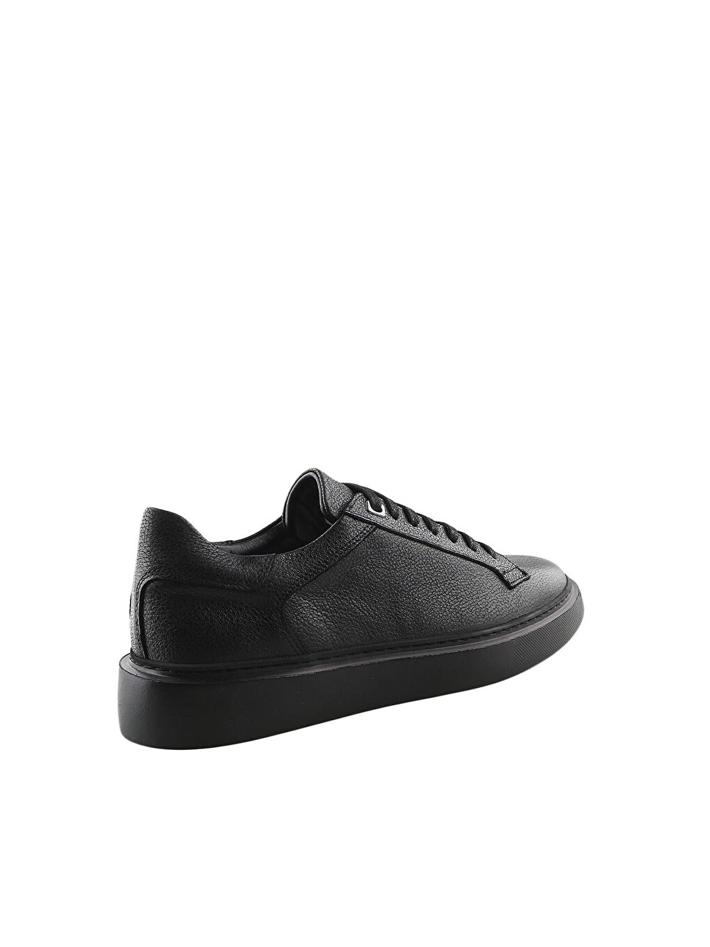 Siyah %100 Deri Bağcıklı Günlük Sneaker Ayakkabı-1