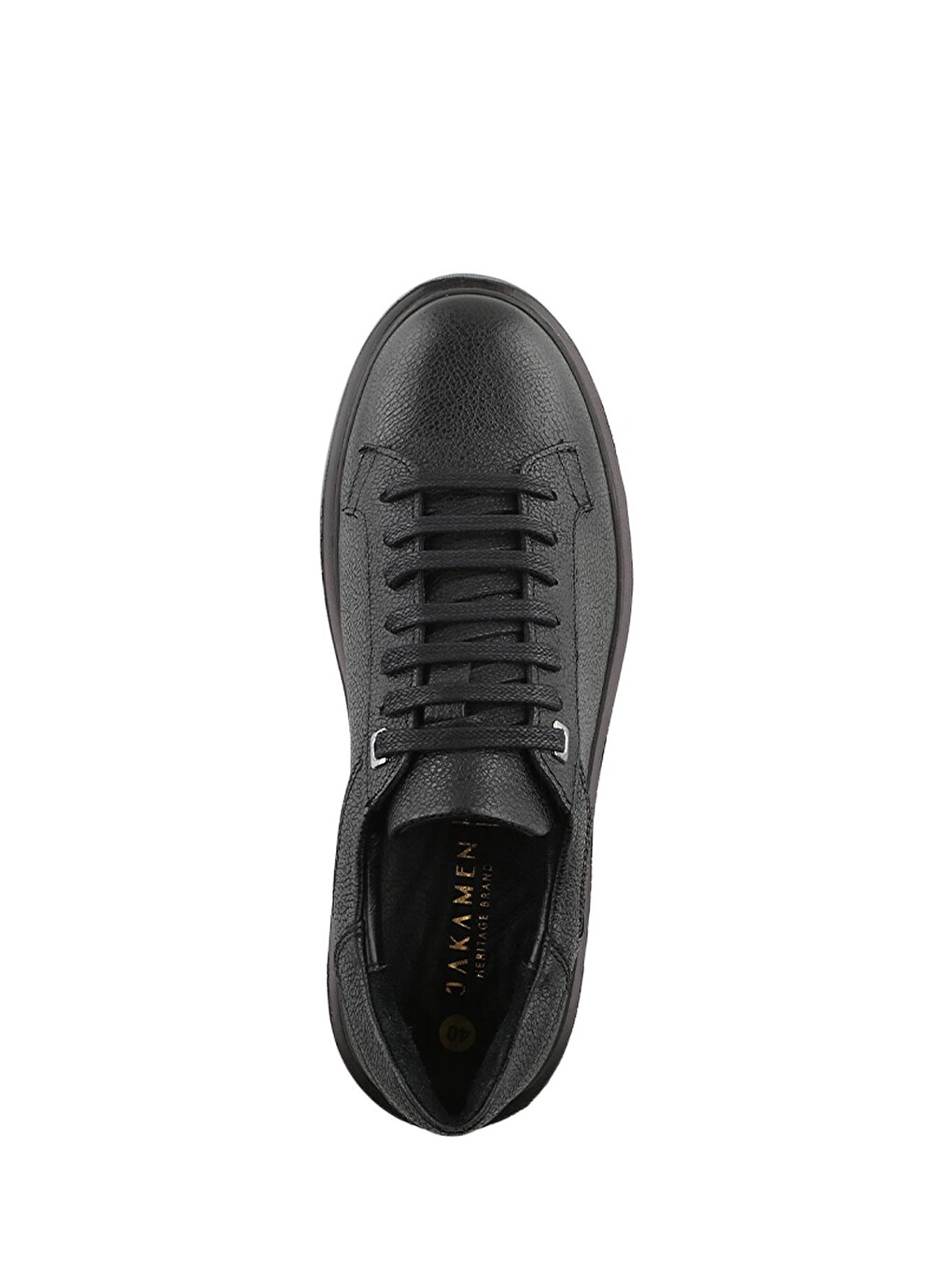 Siyah %100 Deri Bağcıklı Günlük Sneaker Ayakkabı-4