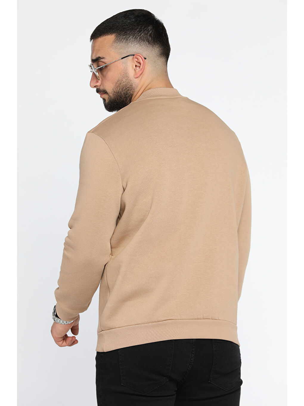 Mishar İtalia Bej Üç İplik Şardonlu Bisiklet Yaka Erkek Sweatshirt - 2