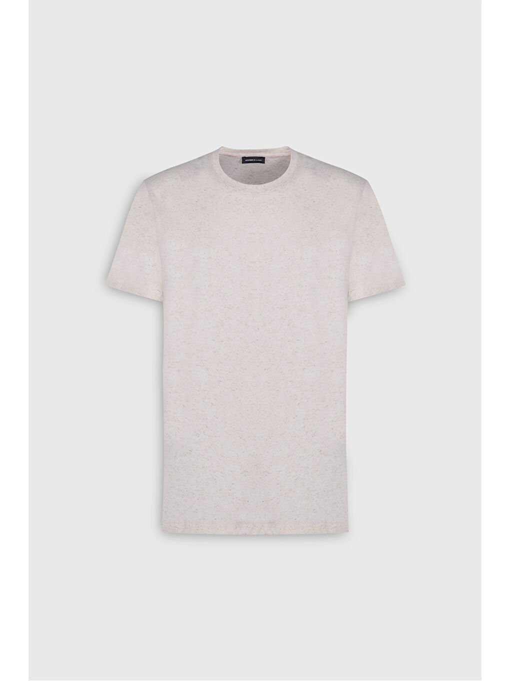 Erkek Açık Bej Slim Fit Dar Kesim Pamuklu Bisiklet Yaka Tişört