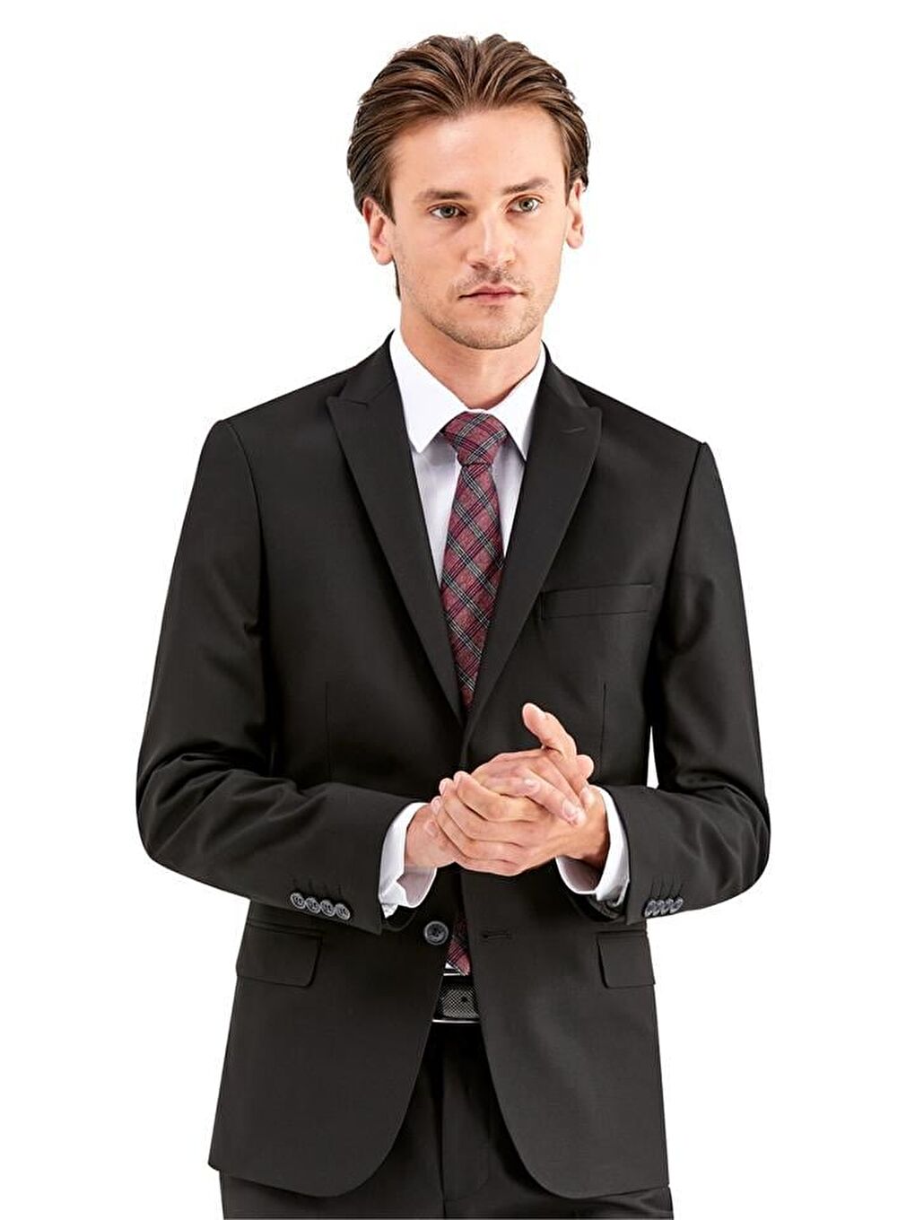 Siyah Gabardin Kırlangıç Yaka Astarlı 6 Drop Slim Fit Dar Kesim Takım Elbise 1001220011