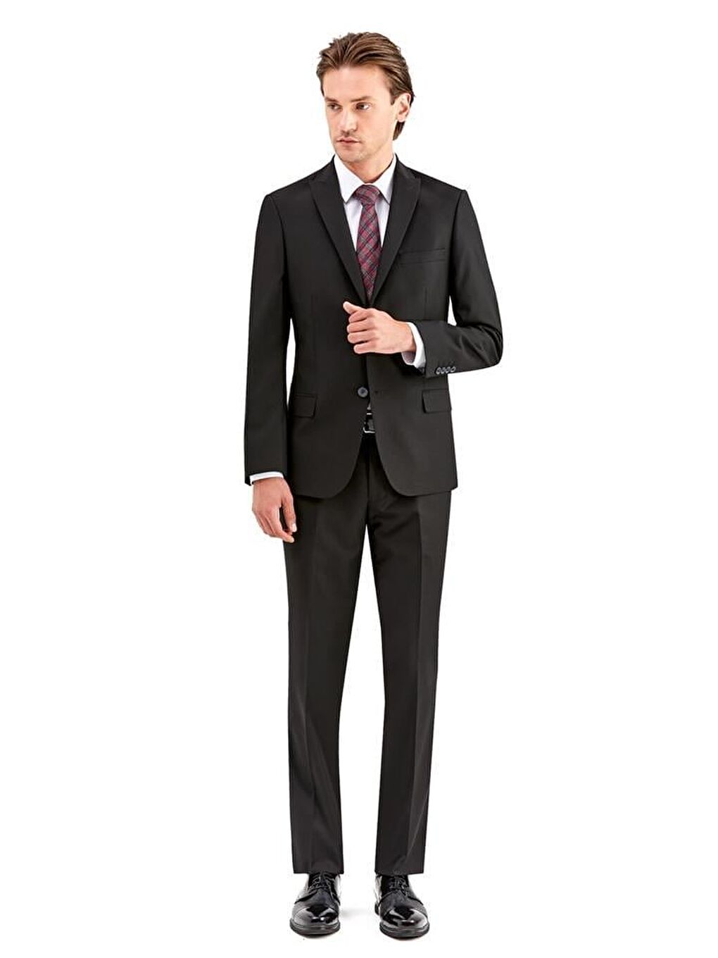 Siyah Gabardin Kırlangıç Yaka Astarlı 6 Drop Slim Fit Dar Kesim Takım Elbise 1001220011-1