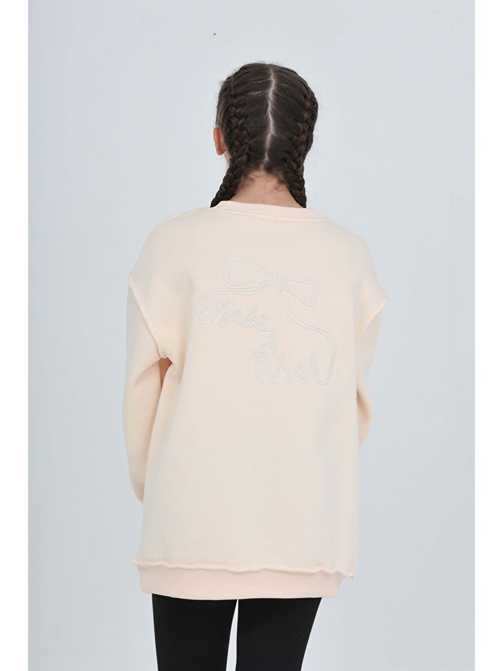 Bej Kız Çocuk Arka Eva Nakışlı Sweatshırt-5