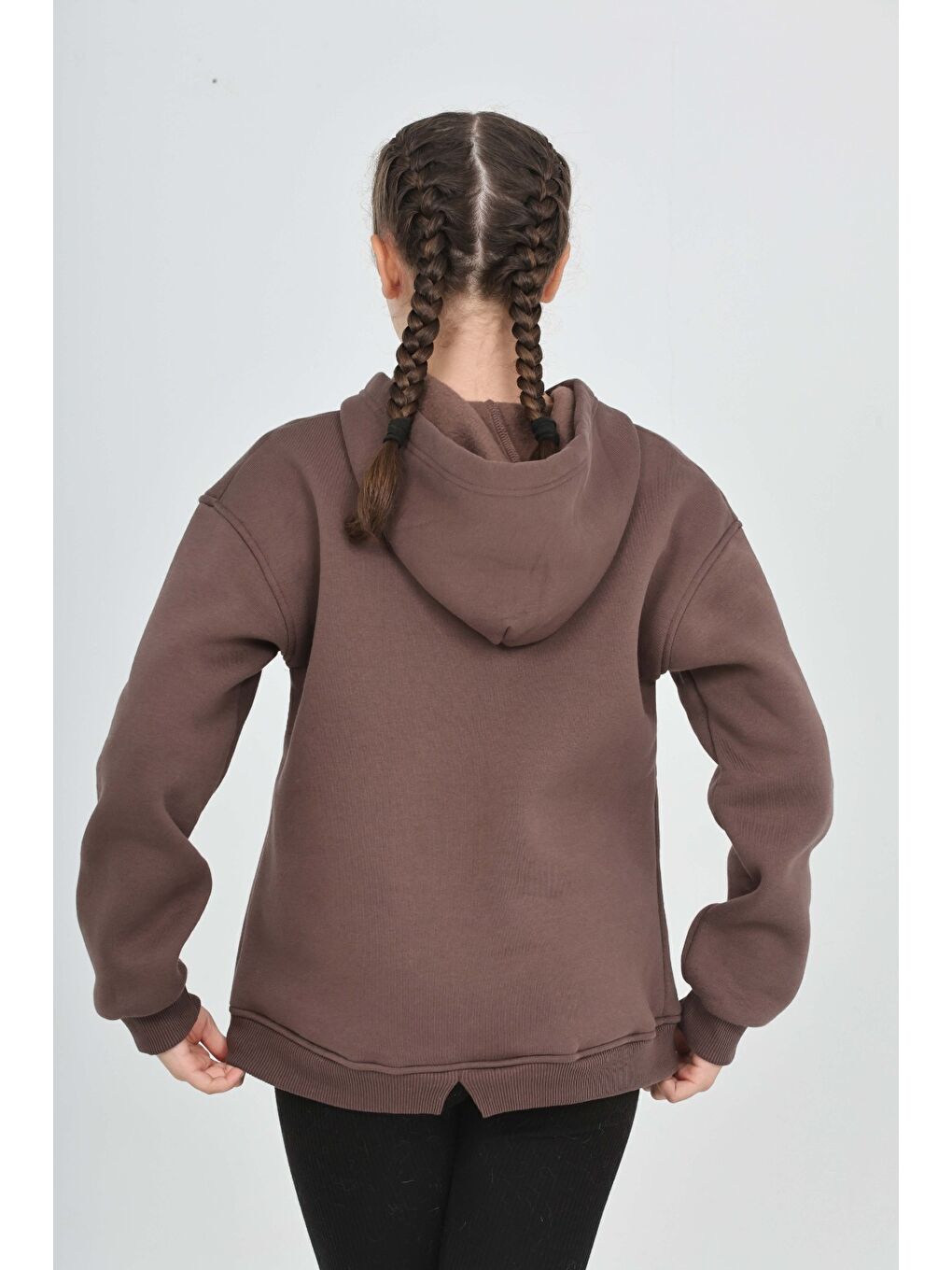 Kahverengi Kız Çocuk Taş Dizaynlı Sweatshırt-5