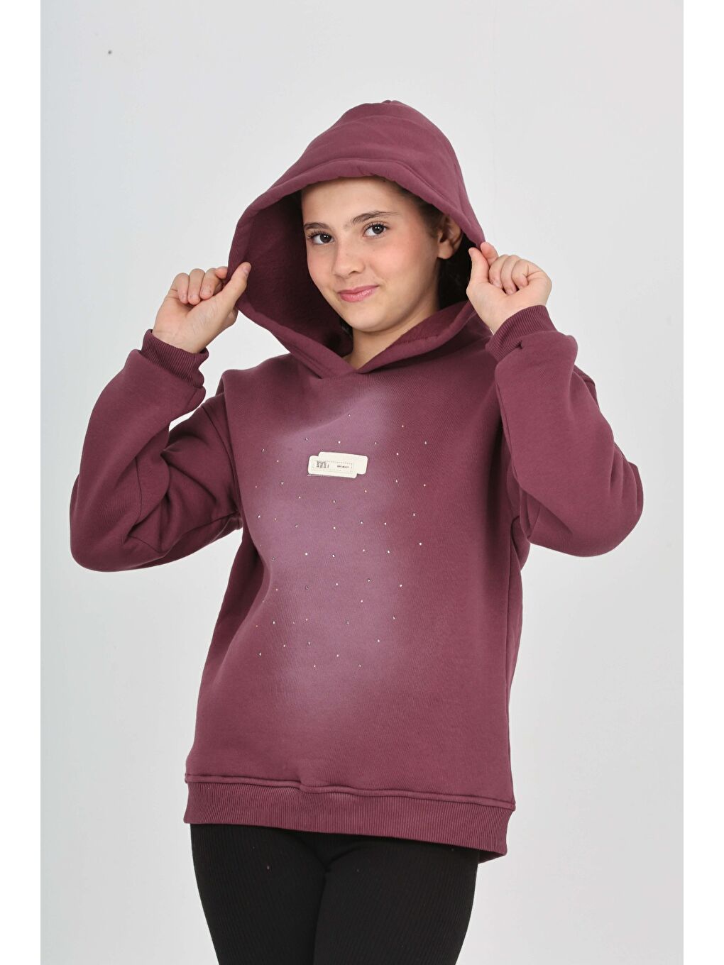 Mor Kız Çocuk Taş Dizaynlı Sweatshırt-2
