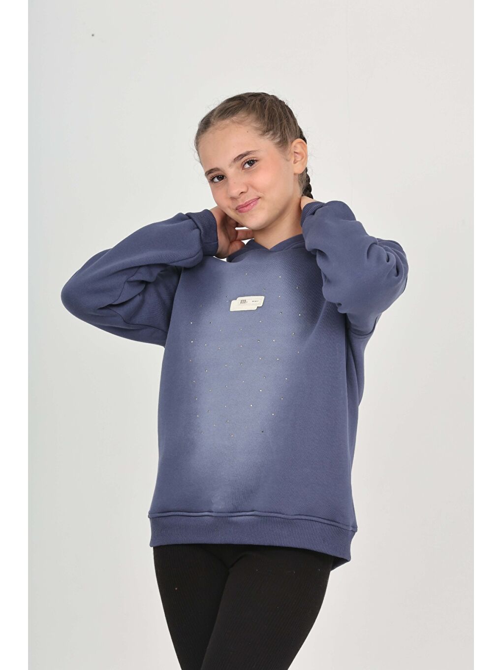 İndigo Kız Çocuk Taş Dizaynlı Sweatshırt-1