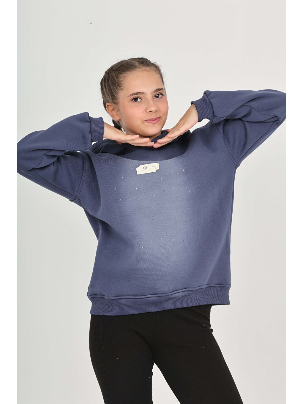 İndigo Kız Çocuk Taş Dizaynlı Sweatshırt-4