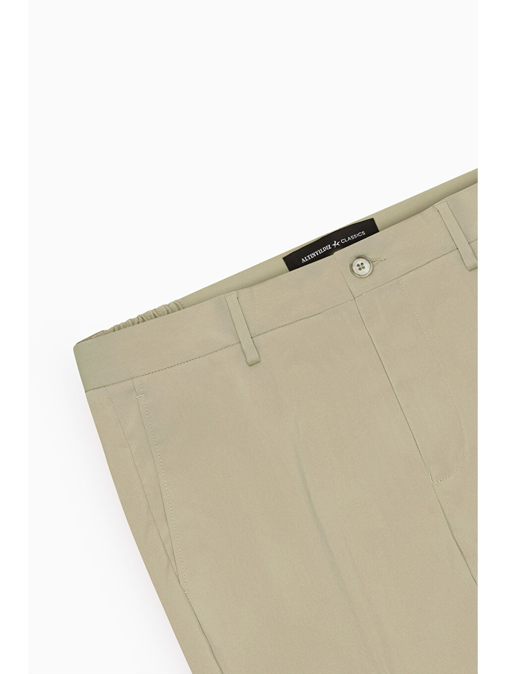 Erkek Açık Haki Slim Fit Dar Kesim Beli Lastikli Yan Cep Rahat Pantolon-3