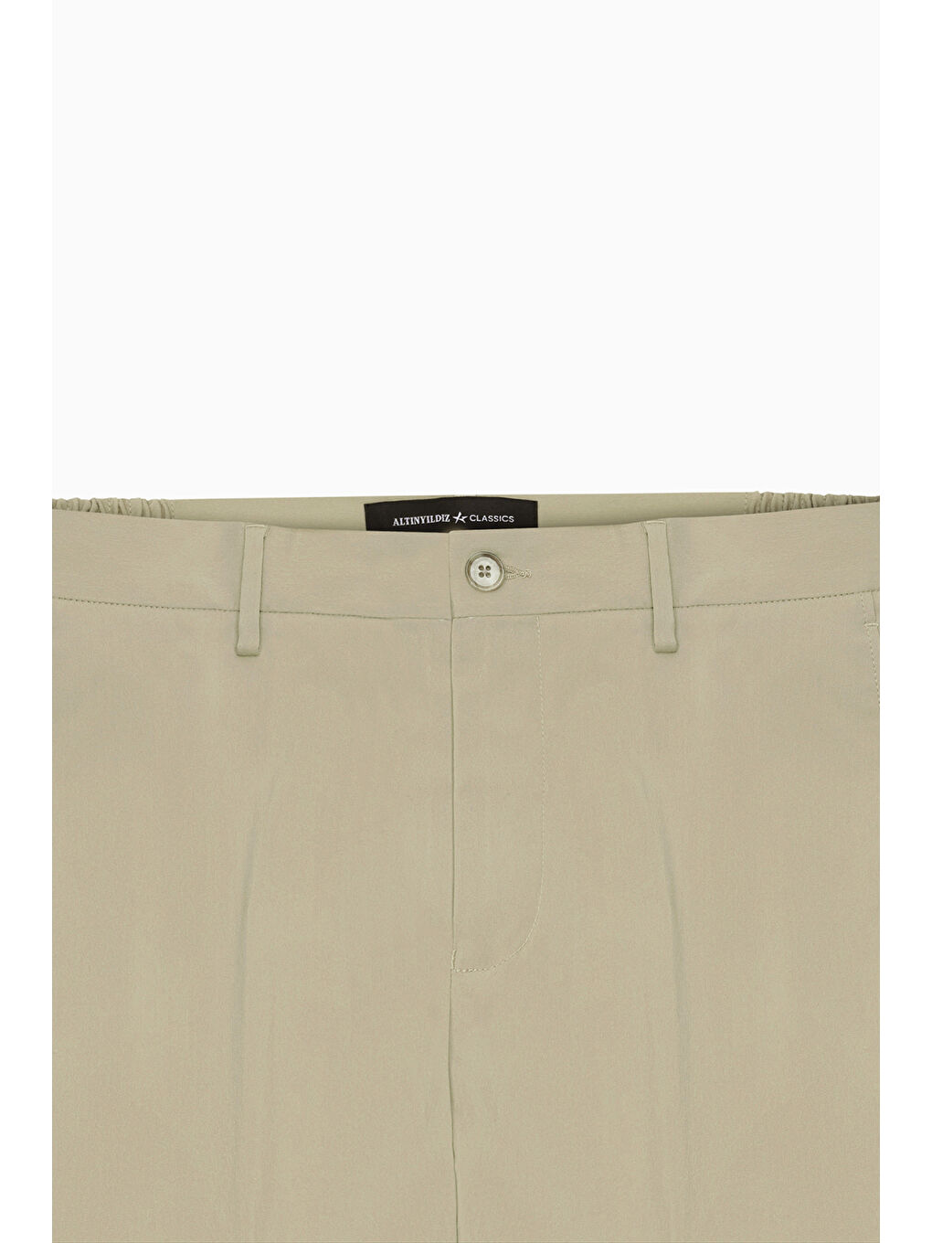 Erkek Açık Haki Slim Fit Dar Kesim Beli Lastikli Yan Cep Rahat Pantolon-4