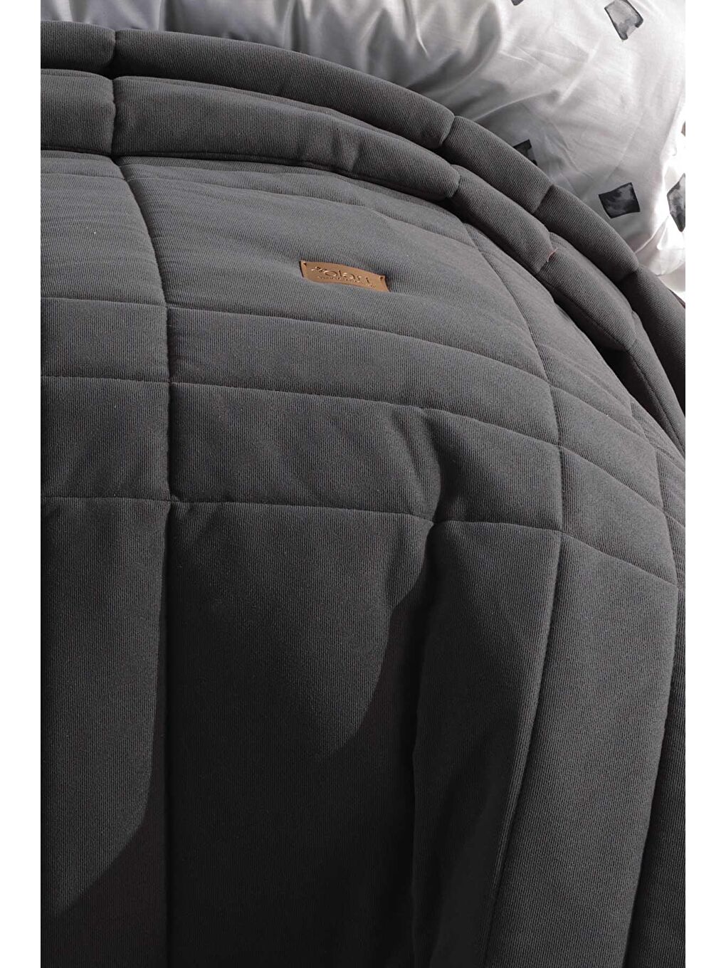 Yatak Örtüsü Takımı Çift Kişilik Elyaf Dolgulu Emily Antrasit-1