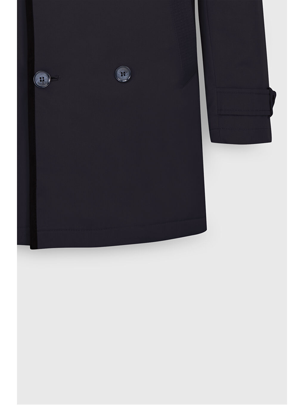 Erkek Lacivert Pamuklu Standart Fit Normal Kesim Gömlek Yaka Düğmeli Yan Cepli Trençkot-9