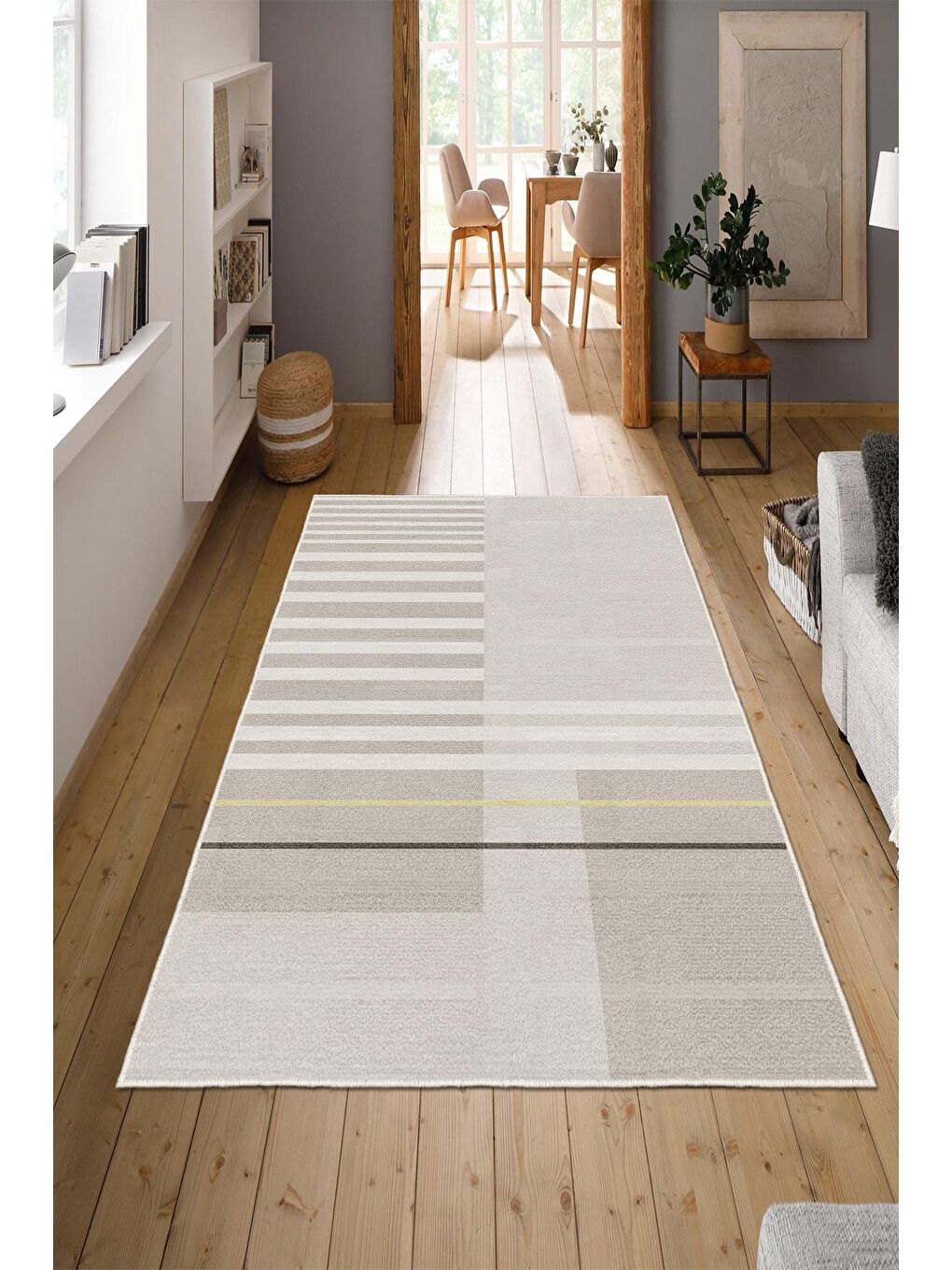 Bej Özel Tasarım, Kaymaz Taban, İnce, Yıkanabilir, Modern Halı WOOKECE1476 180x280-1