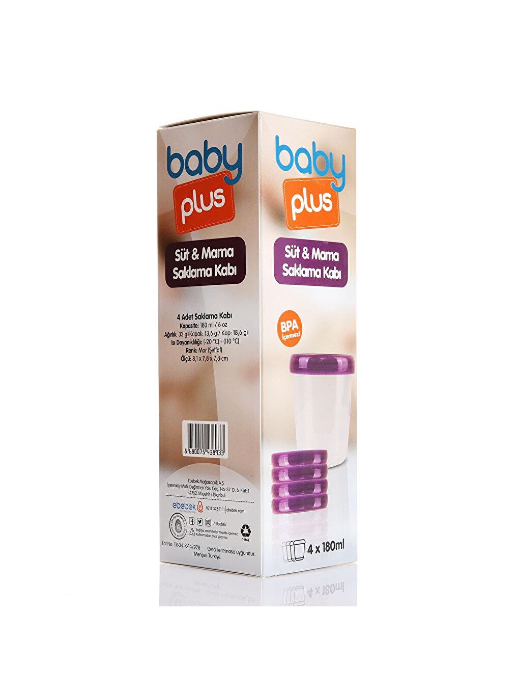 baby mom Karışık Süt ve Mama Saklama Kabı 4'lü 180 ml - 2