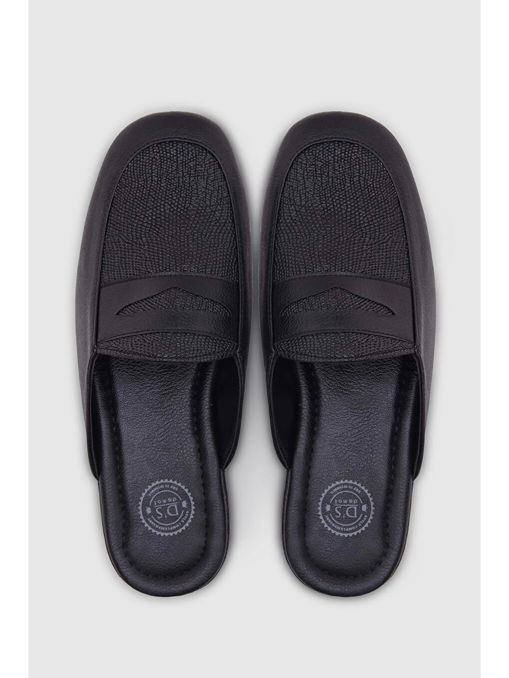 Siyah Desenli Misafir Çeyiz  Ev Erkek Terlik-1