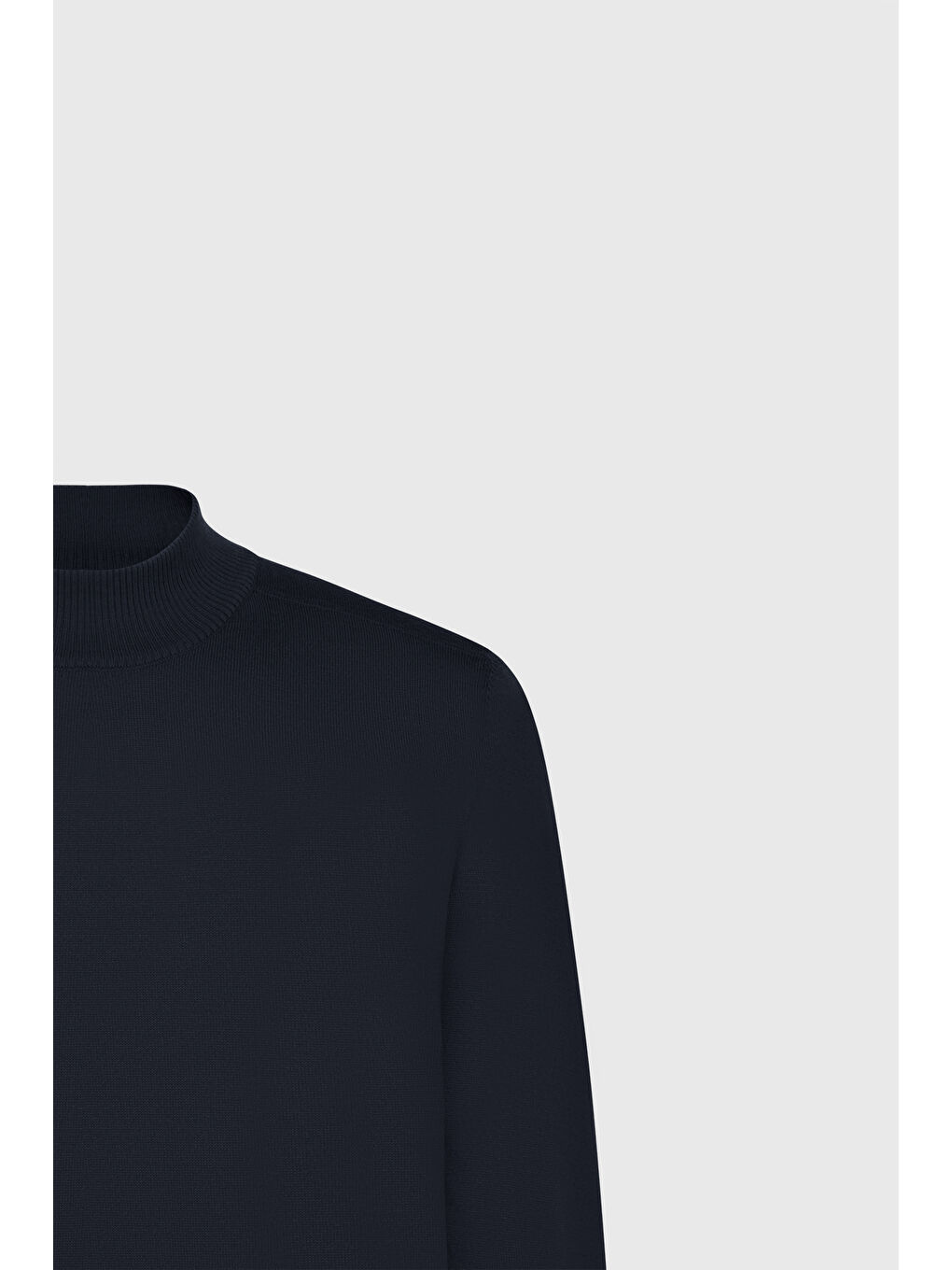 Erkek Lacivert Pamuklu Standart Fit Normal Kesim Yarım Balıkçı Yaka Triko Kazak-6