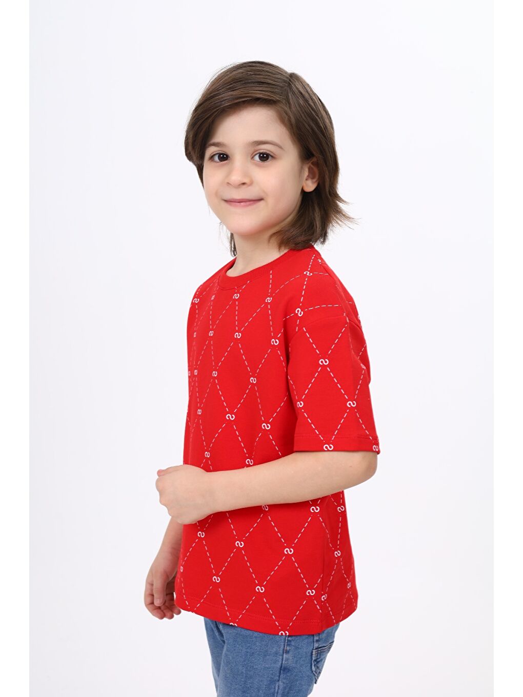 Kırmızı Unisex Çocuk Baskılı Tişört-1