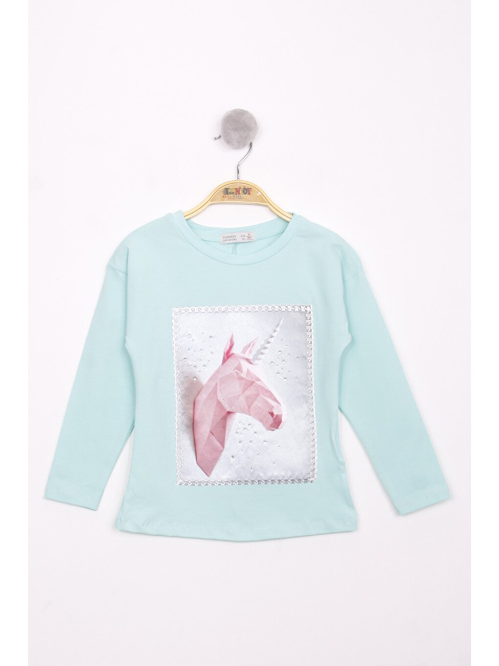 Yeşil Kız Çocuk Boynuzlu Sweatshırt