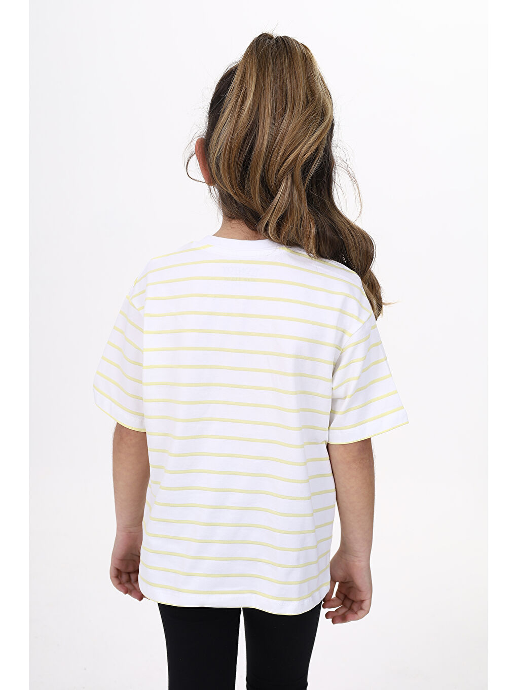 Sarı Unisex Çocuk Çizgili Tişört-2