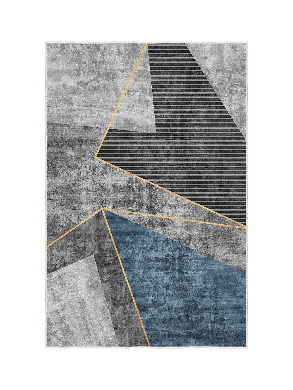 Lacivert Özel Tasarım, Kaymaz Taban, İnce, Yıkanabilir, Modern Halı WOOKECE1471 120x180-3