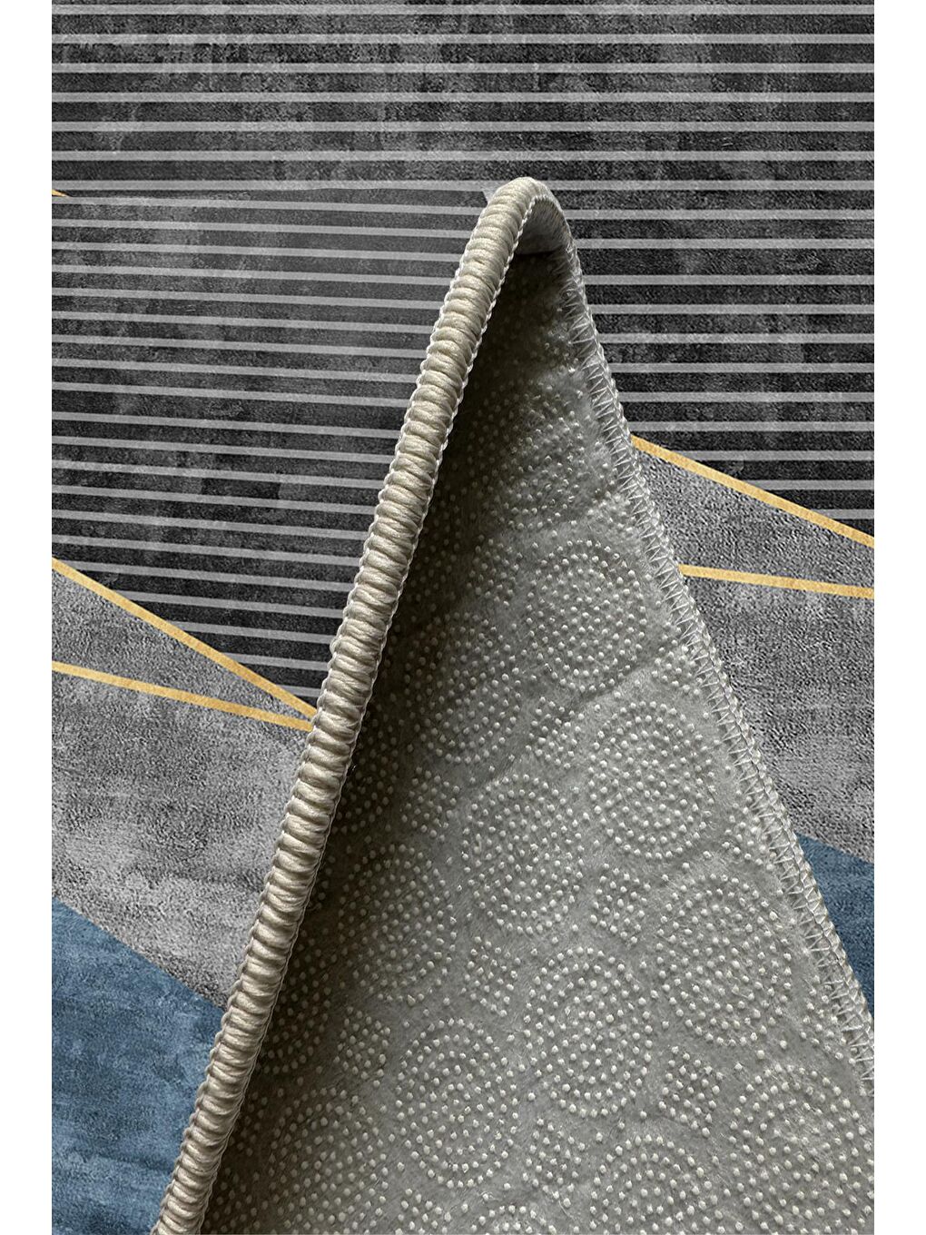 Lacivert Özel Tasarım, Kaymaz Taban, İnce, Yıkanabilir, Modern Halı WOOKECE1471 120x180-5