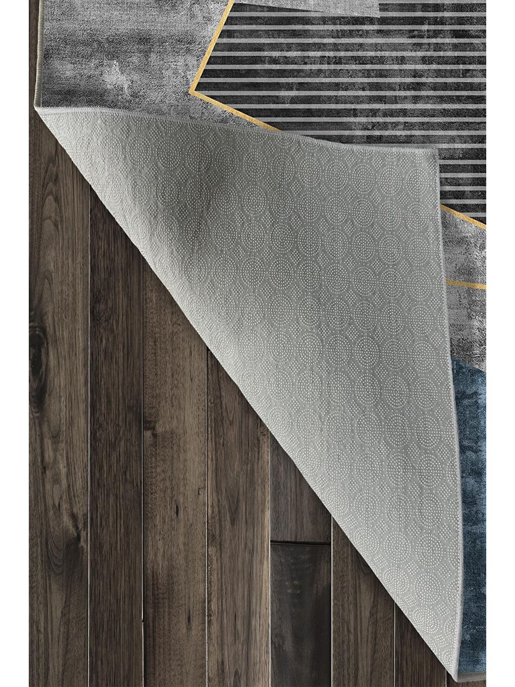 Lacivert Özel Tasarım, Kaymaz Taban, İnce, Yıkanabilir, Modern Halı WOOKECE1471 120x180-6