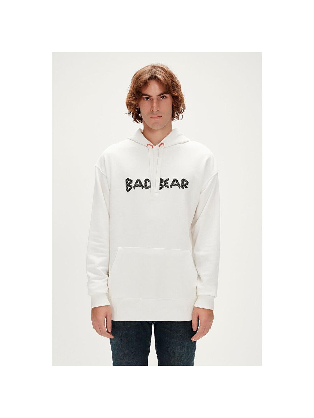 3D Bad Erkek Beyaz Uzun Kol Kapüşonlu Sweatshirt